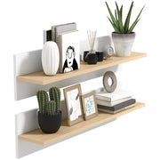 Scaffale a Parete 2 Pezzi ¨C Zephmum ¨C Bianco e Legno Naturale 60x24x