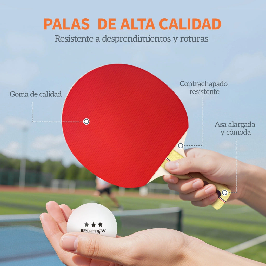 Tavolo da Ping Pong con 4 Racchette, 8 Palline e Custodia ¨C zephmum ¨C Rosso
