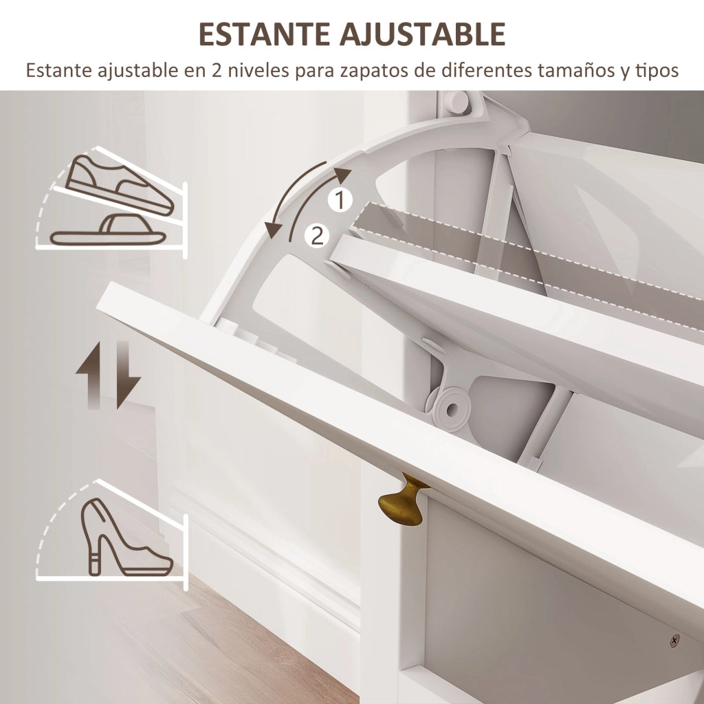 Mobiletto per Scarpe con 2 Ante e Ripiani Aggiustabili ¨C zephmum ¨C 84x29x109 cm Bianco