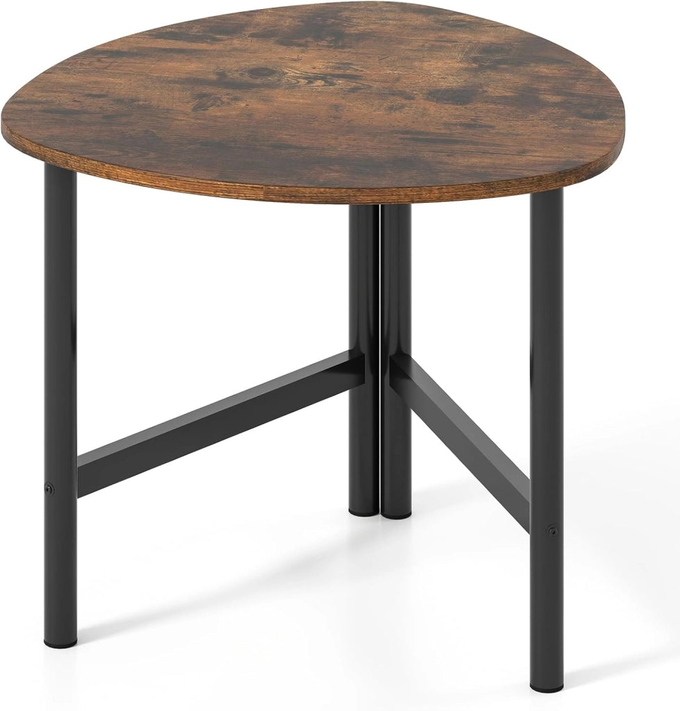 Tavolino da Salotto con Ampio Piano, Struttura Triangolare in Metallo e Piedini Regolabili, Tavolino da Caffè in Legno per Soggiorno, Camera da Letto e Studio, 60 X 59 X 50 CM (Nero)