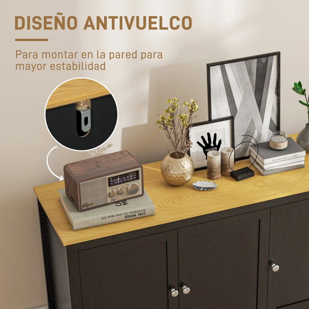 Armadietto 3 ante con ripiani regolabili ¨C Zephmum ¨C Nero 120x40x70 cm