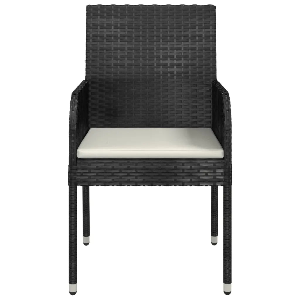 Sedie da Giardino con Cuscini 4 pz in Polyrattan Nere 319887