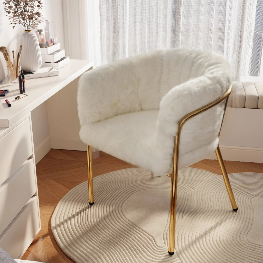 SEDIA Relax in Faux Fur 64,77x59,69x55,88 cm Bianca