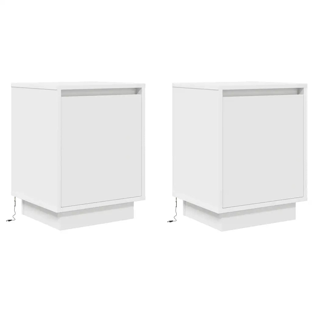 Set di 2 Comodini | Armadio da Notte | Mobiletto da notte con Luci a LED Bianco 38x34x50 cm