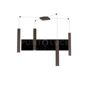 SQUARE TUBE SOSPENSIONE 4 LUCI MARRONE CAVO CM.250 CON BASE 1173-S4-MA