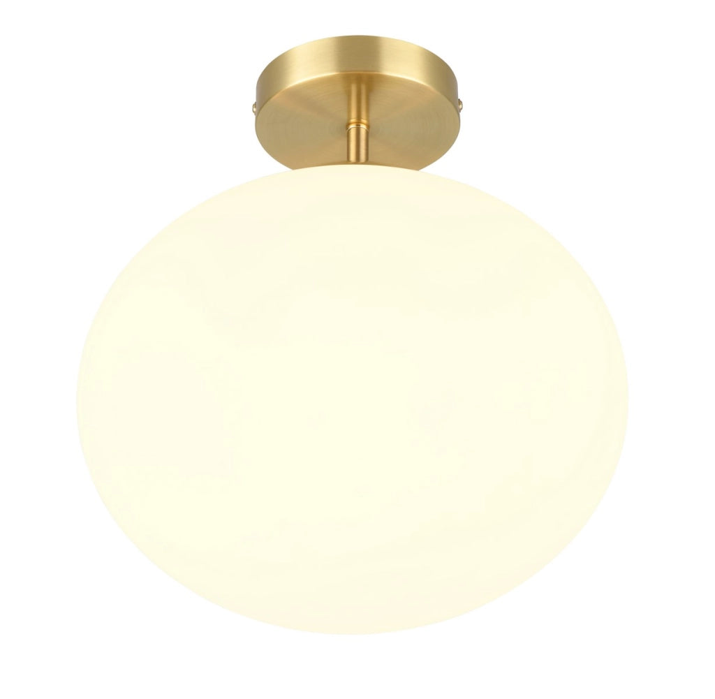 Plafoniera Trio Fomento minimal ottone/vetro bianco E27