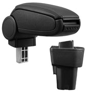 Bracciolo centrale per Kia Picanto 2a generazione con scomparto imbottito in similpelle nera con cuciture nere 03_0000501