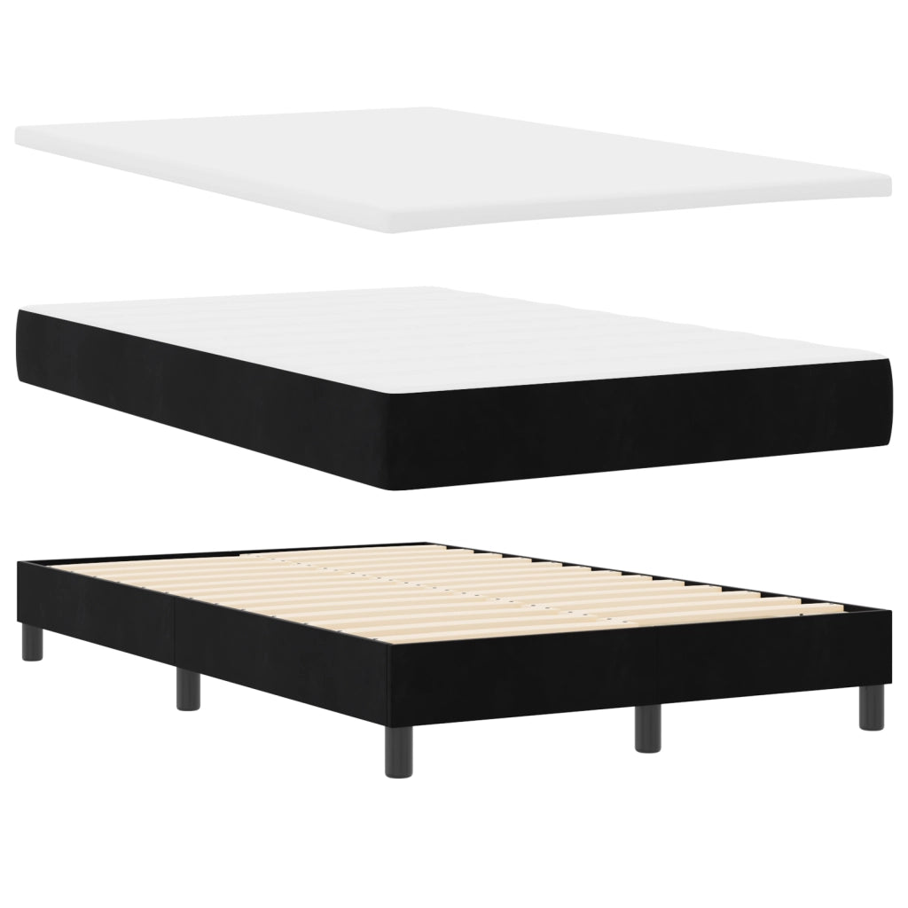 Letto Box Spring con Materasso e LED Nero 120x200 cm Velluto