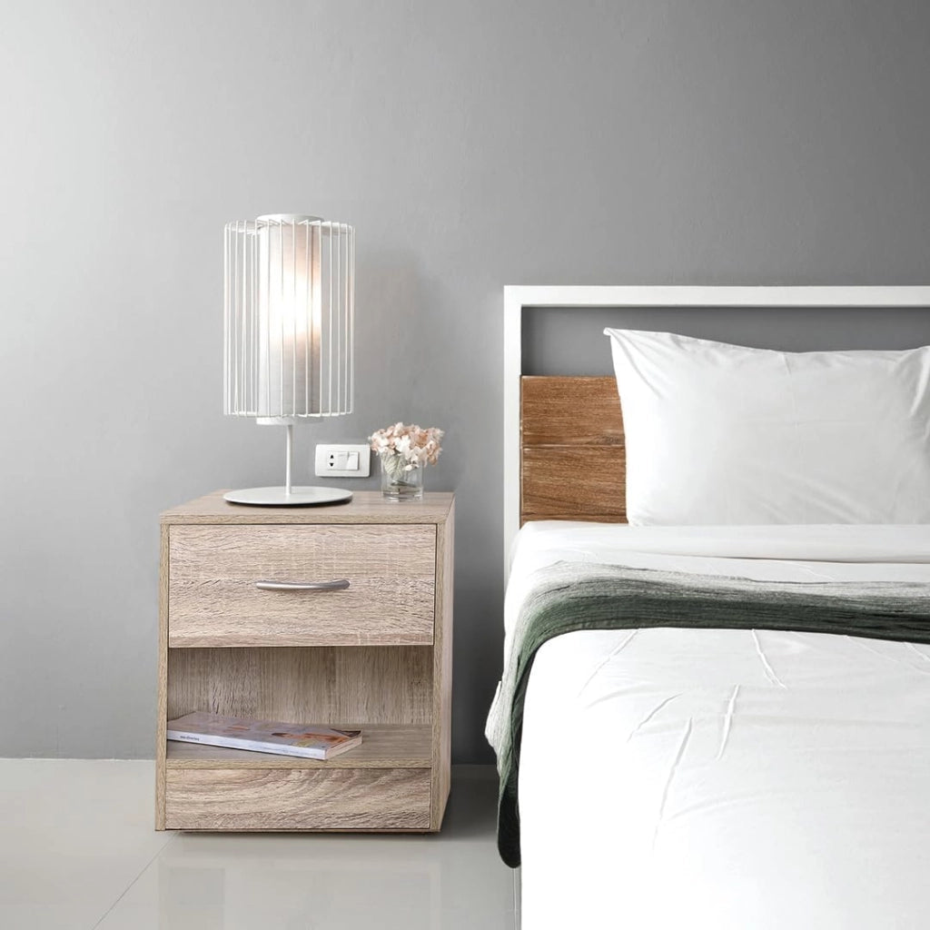 ® Set 2x ComodinI 41x39x28 cm Spazioso Cassetto Portaoggetti con Maniglia Ripiano Aperto Comodino Tavolino da Notte Arredamento Camera da Letto