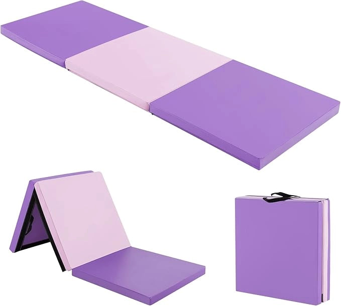 Tappetino da Yoga Spesso, Tappetino Fitness Pieghevole e Portatile con Imbottitura in EPE, Cerniera e Maniglie, Materassino Allenamento da Casa e Palestra, 180 X 60 X 5 cm