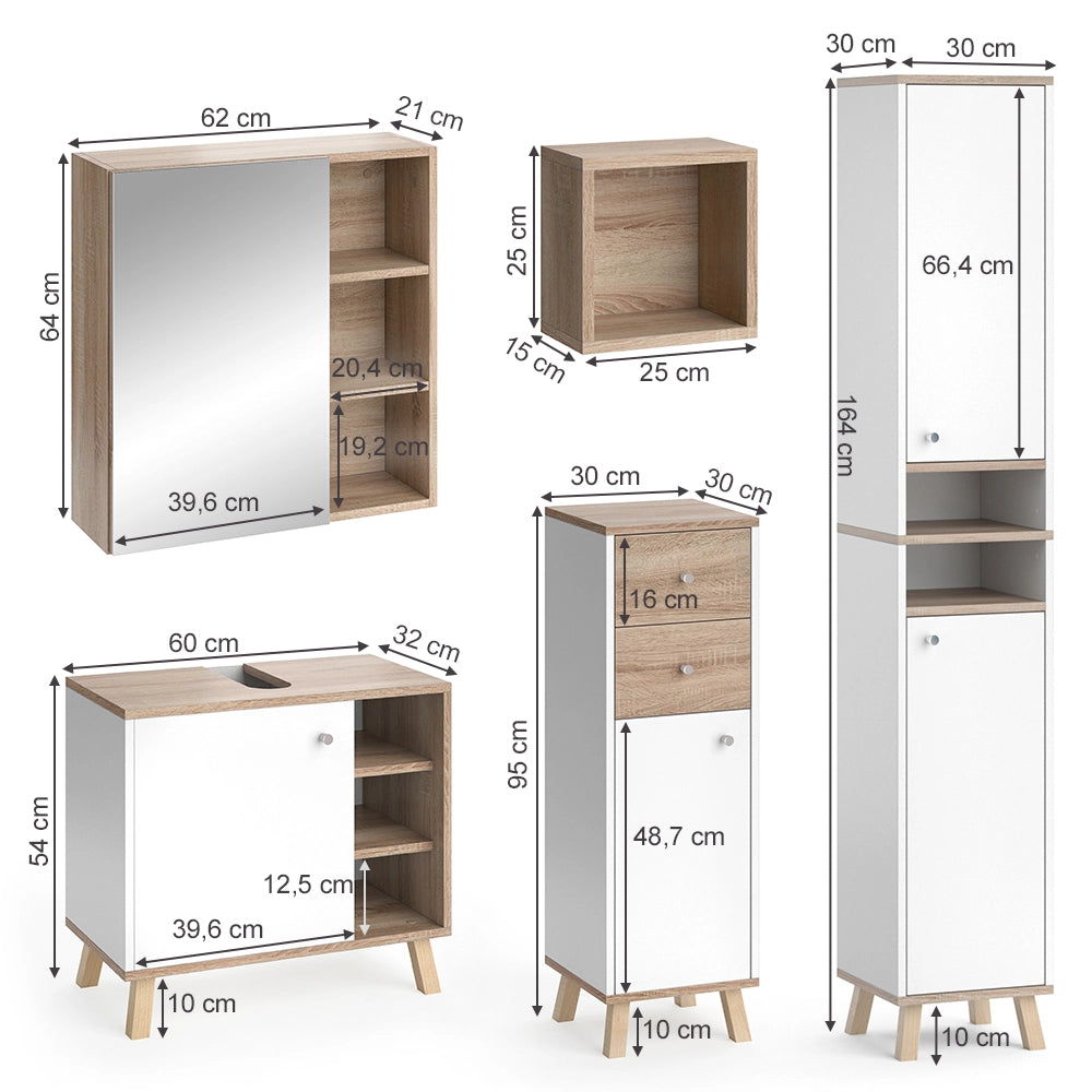 Vicco Set mobili bagno Bianco 5 parti