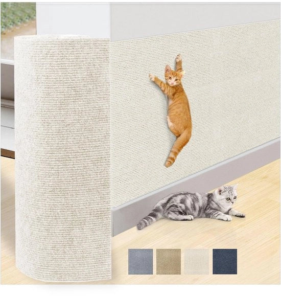 Mat per gatti, 250 x 40 cm, tappeto autoadesivo, tagliabile, protezione contro le abrasioni per mobili, sostituzione per protezione per gatti, tavole, divano, mobili, protezione DIY, beige