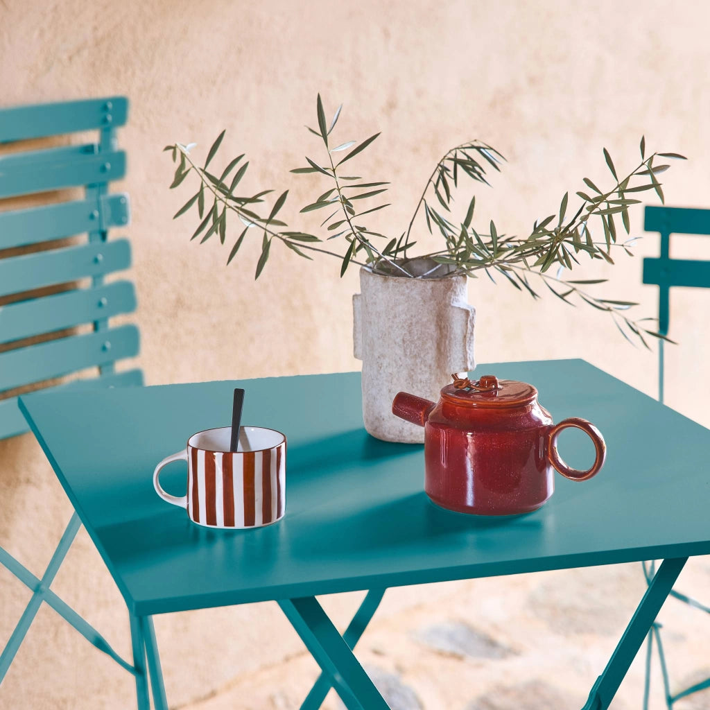 Tavolo da giardino pieghevole in acciaio, 2 posti, 70cm, blu