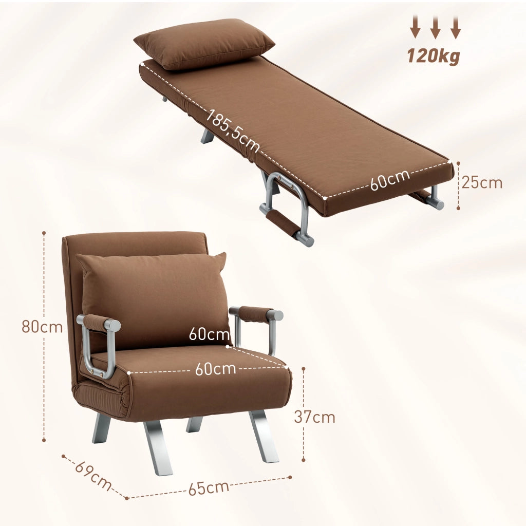 Letto Singolo Divano Pieghevole ¨C Zephmum ¨C 65x69x80 cm Marrone