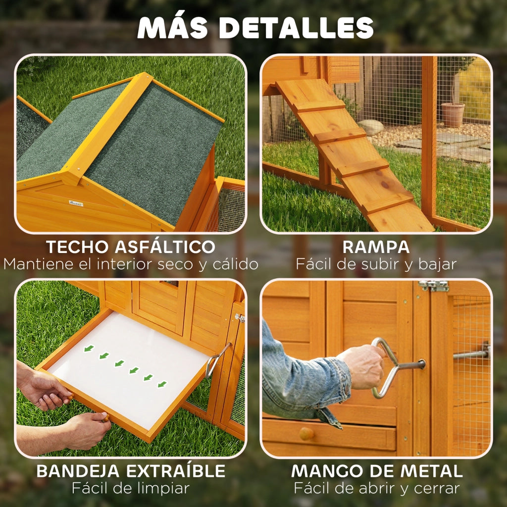 Pollai in Legno per 3-6 Galline con Tetto e Nido ¨C Zephmum ¨C 297.5x68x118 cm