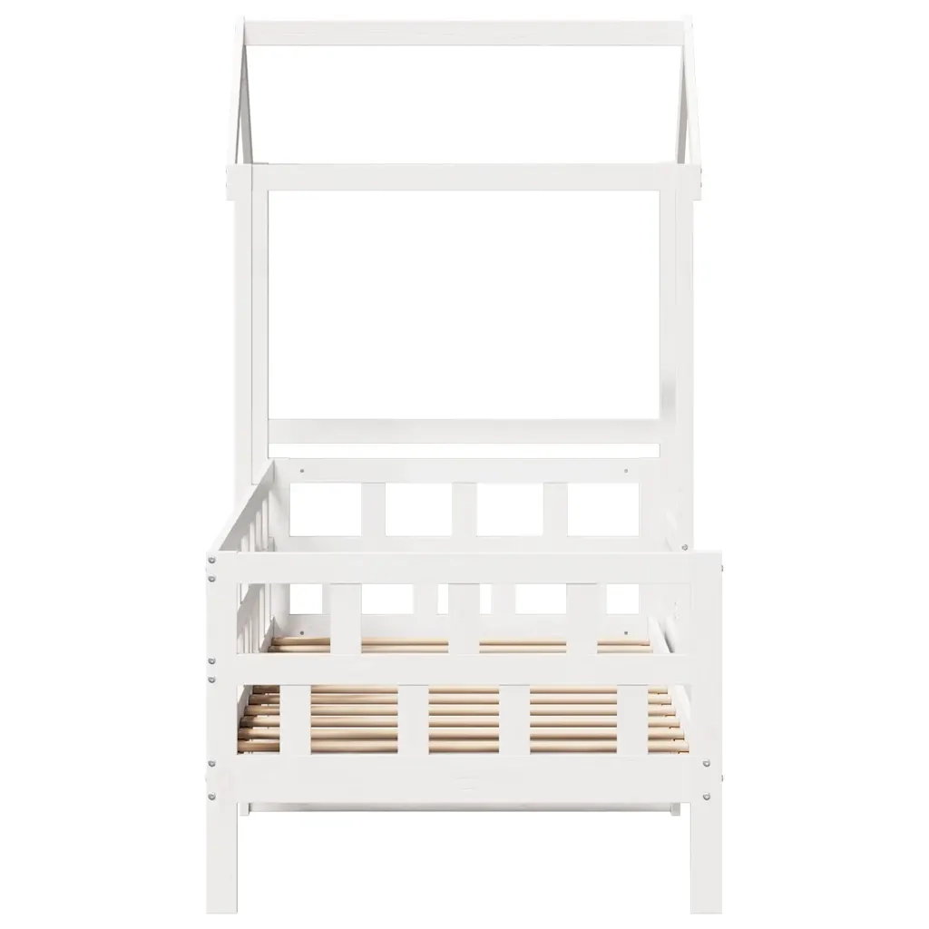 Dormeuse con Tetto 80x200 cm Bianco in Legno Massello di Pino
