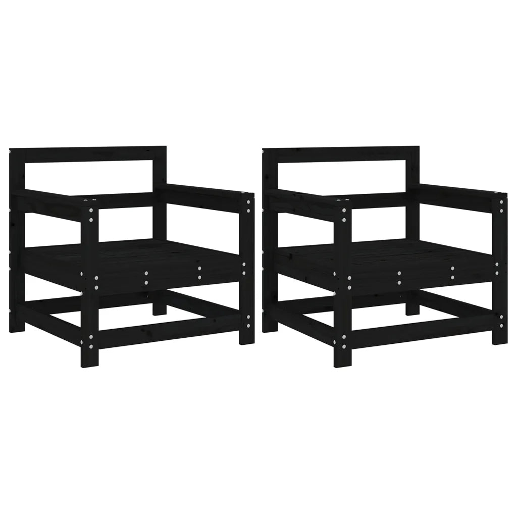 Sedia da patio-Sedie da Giardino 2 pz Nere in Legno Massello di Pino 642203
