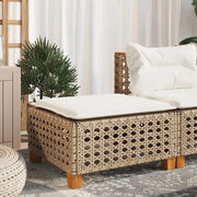 Sgabello Giardino con Cuscino Beige 63,5x56x32 cm in Polyrattan