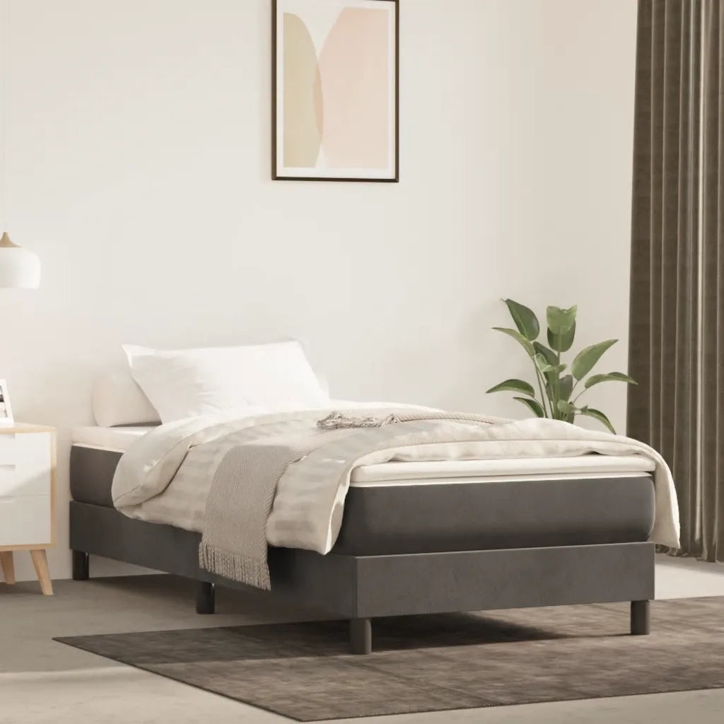 Struttura Letto a Rete a Molle-Giroletto Grigio Scuro 90x200 cm Velluto 410021
