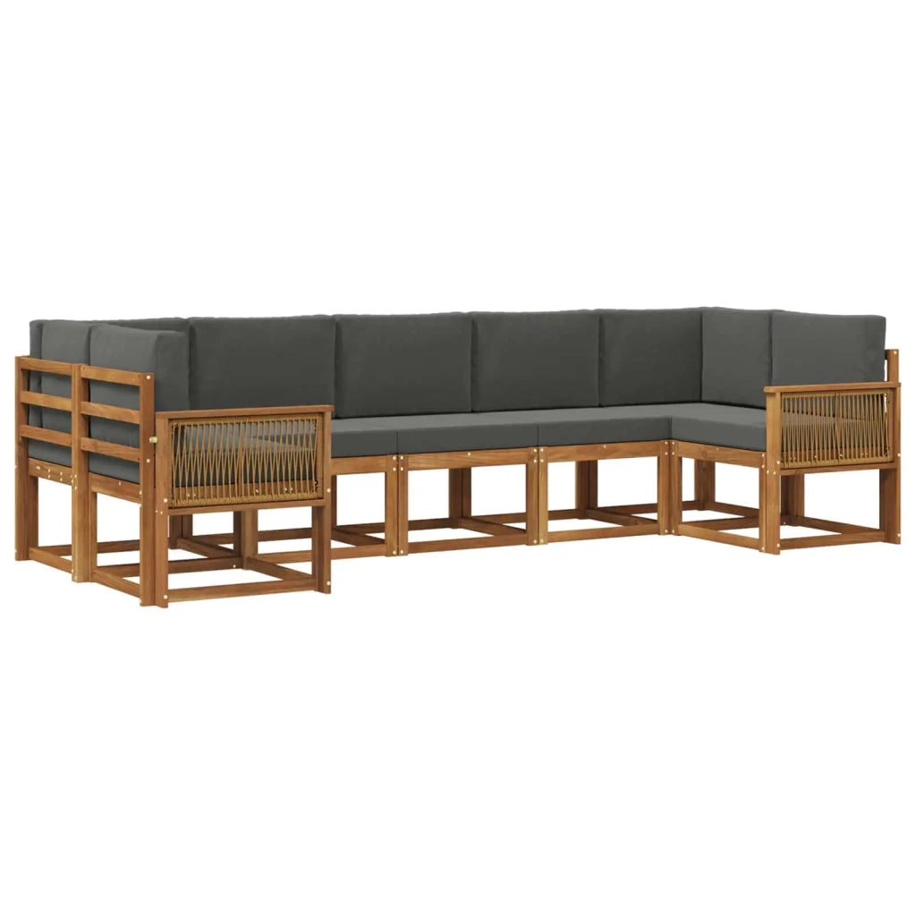 Set di divani da esterno con cuscino 7 pcs Naturale e Antracite