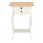 Porta telefono Comodino in legno Shabby chic mod francesino bianco e naturale