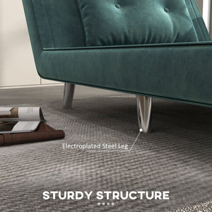 Poltrona Letto Singolo 100x88x83 cm in Velluto Verde Scuro