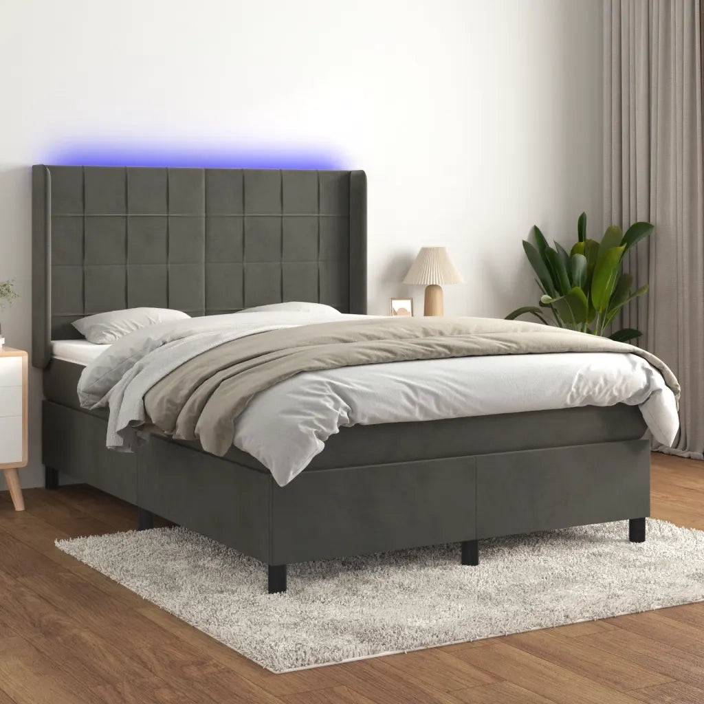 Letto a Molle con Materasso e LED Grigio Scuro 140x190 cmcod mxl 99433