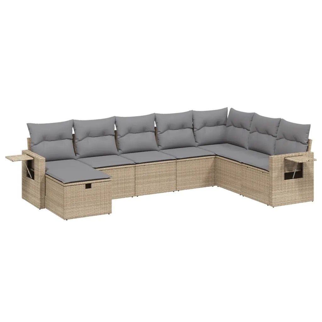 Set Divano da Giardino 8 pz con Cuscini Beige Misto Polyrattan 3263895