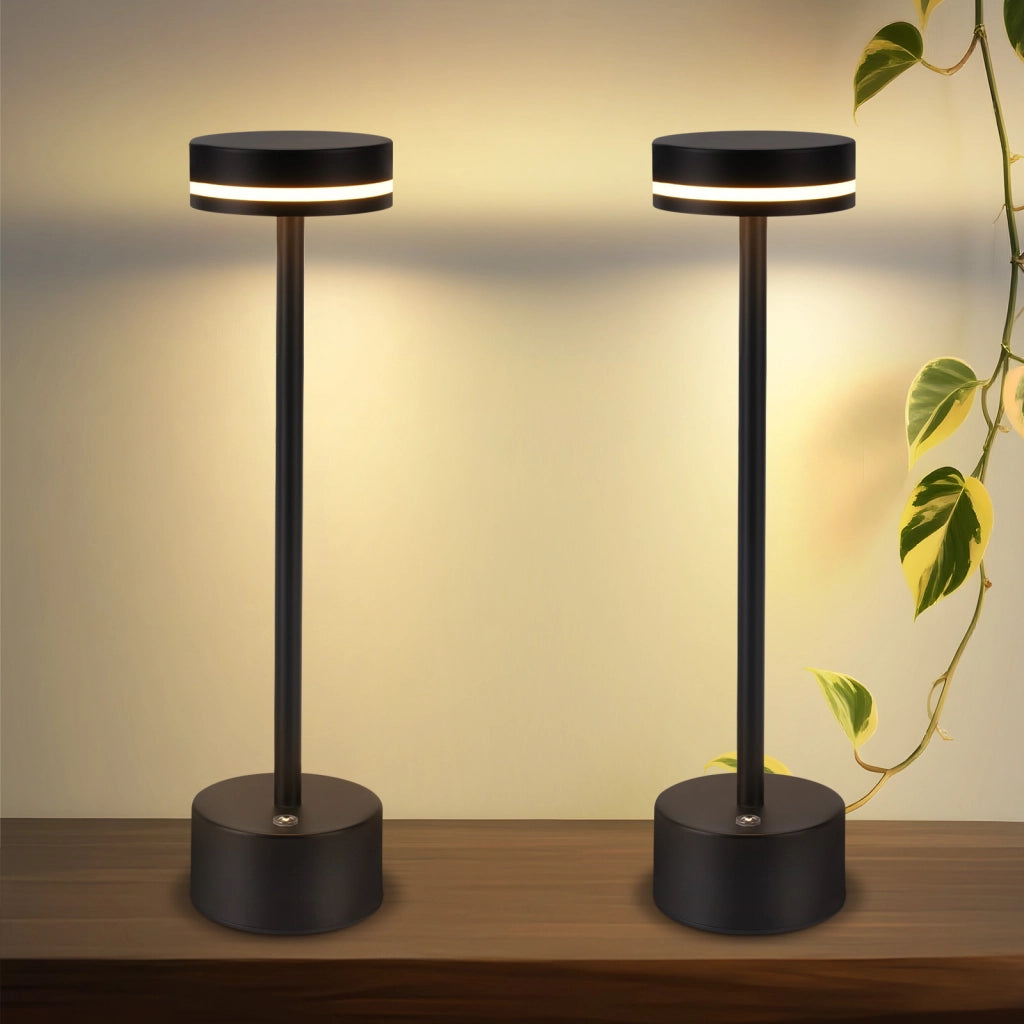 ZMH Lampada da tavolo LED nera set 2 pezzi H32cm per comodino camera letto