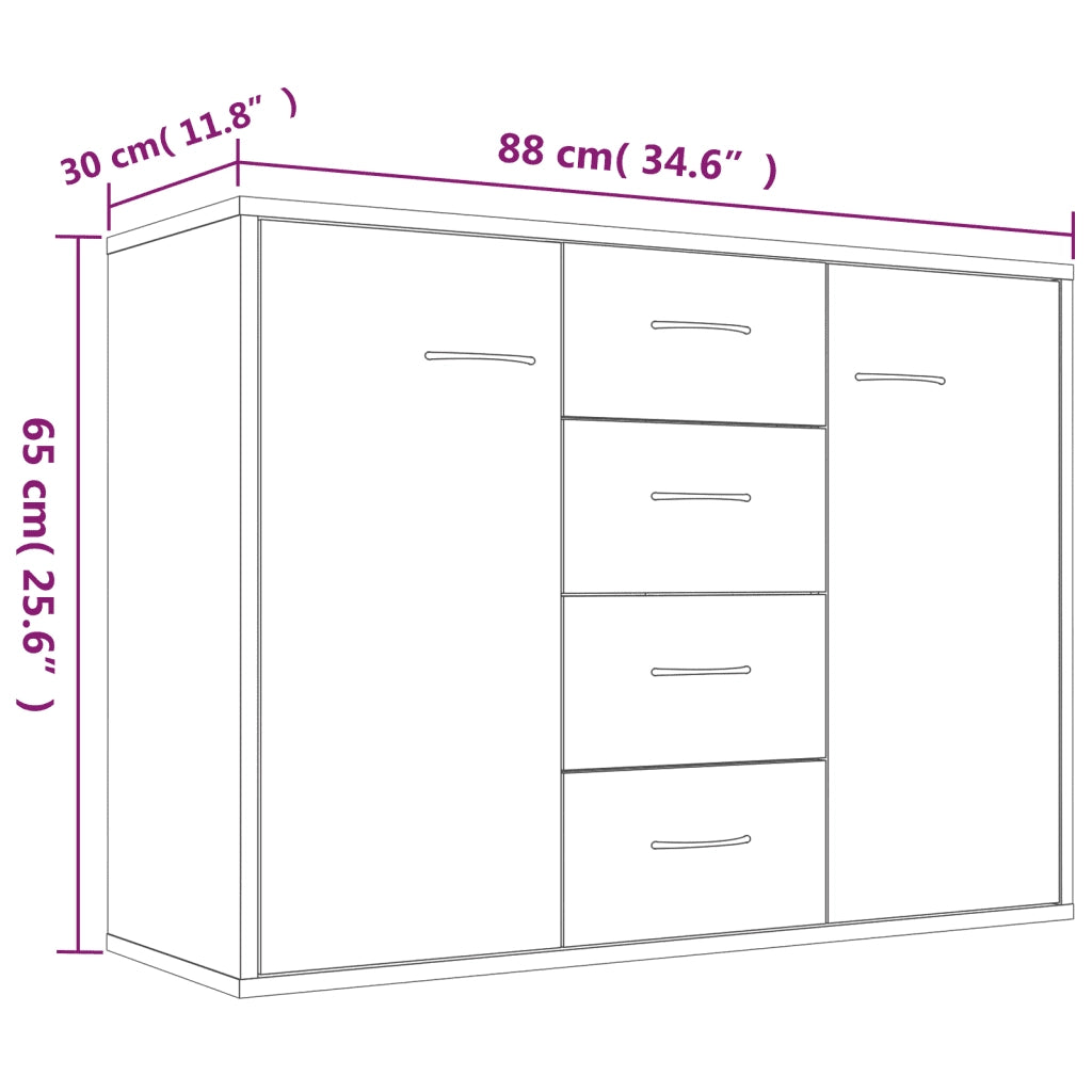 Credenza Grigio Sonoma 88x30x65 cm in Legno Multistrato cod mxl 11971