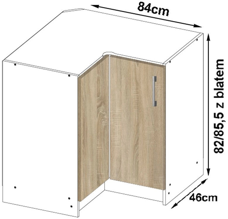 Mobile cucina modulare con piano di lavoro AKORD LIMA Bianco 84 cm 2 ante inserto frontale Sonoma Quercia 84x44,5x85,5 cm