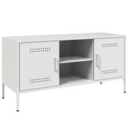 Mobile TV multimediale mensola TV credenza TV per sala da pranzo soggiorno camera da letto 100,5 x 39 x 50,5 cm acciaio bianco 02_0025543