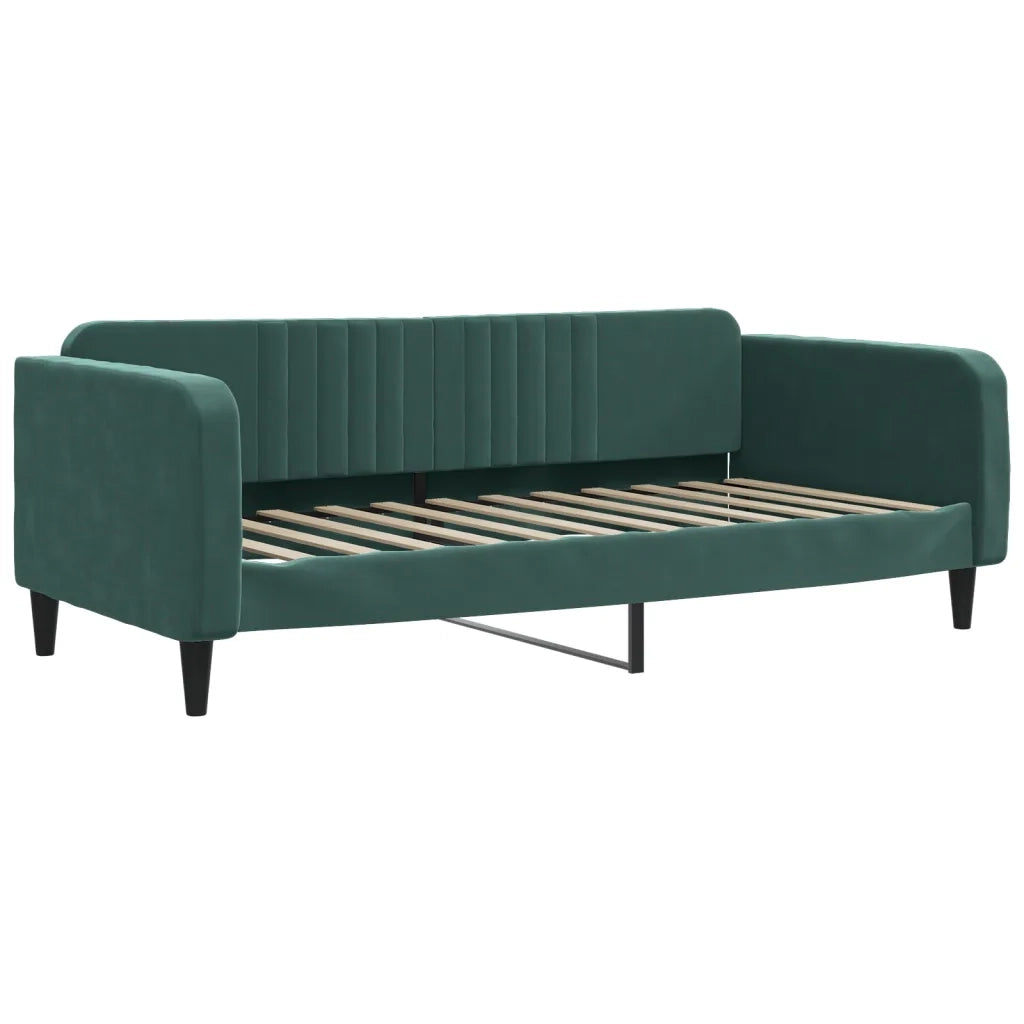 Divano Letto con Letto Estraibile Verde Scuro 100x200cm Velluto 3197072