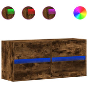 Mobile TV a Parete | Armadietto TV | Mobile Porta TV con Luci LED Rovere Fumo 100x31x45 cm