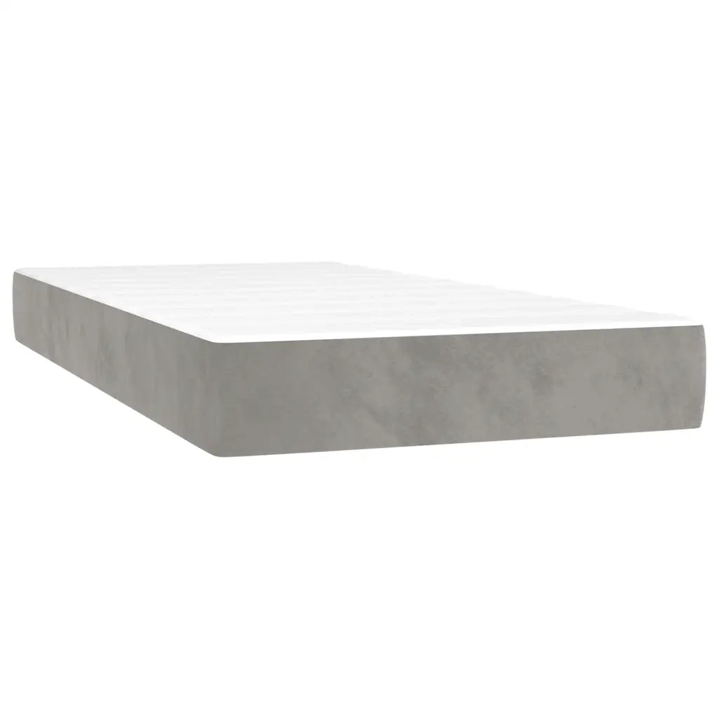Letto a Molle Materasso e LED Grigio Chiaro 120x190 cm Velluto