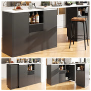 Tavolo Bar Girevole 360¡ã con Piano in Marmo e Vano Aperto ¨C Xylo ¨C Nero, 210x30x100.9 cm