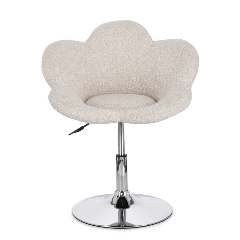 Set di 2 Poltroncine Girevoli Regolabili in Tessuto Bouclé con Base Cromata - BLOOM