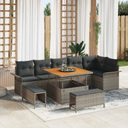 Set Divano da Giardino con cuscino 9 pcs Grigio polyrattan 3362148