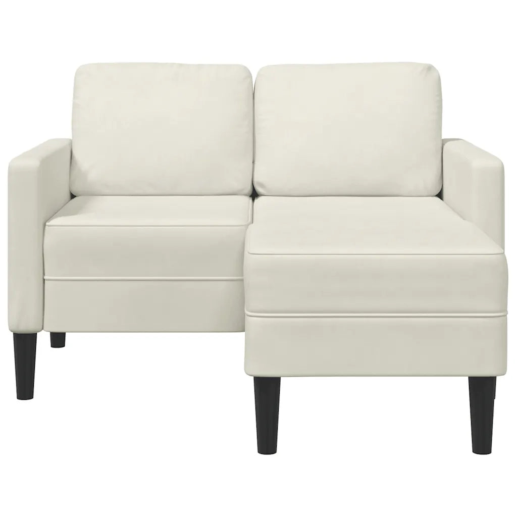 Divano 2 Posti con Chaise longue a L Crema 125 cm Velluto 4107075