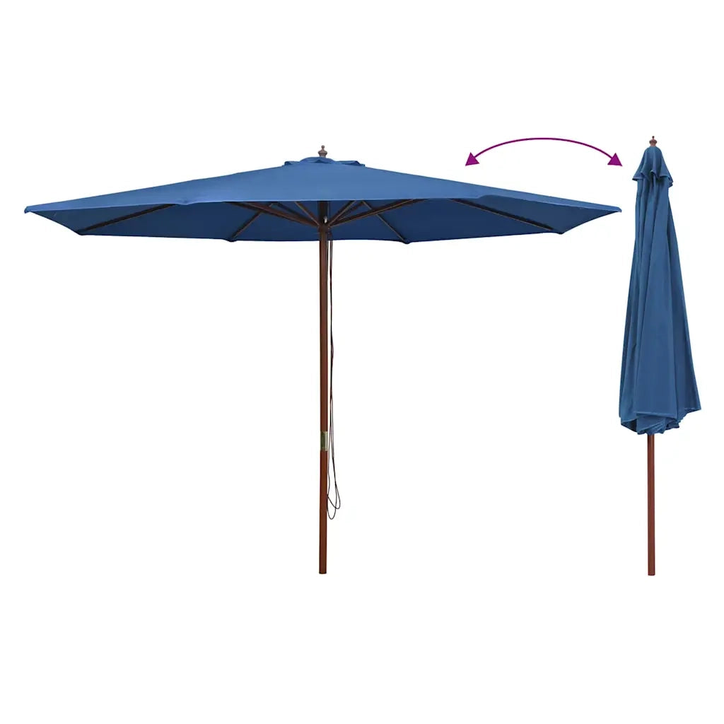 Ombrellone da Esterni con Palo in Legno 350 cm Blu 47139
