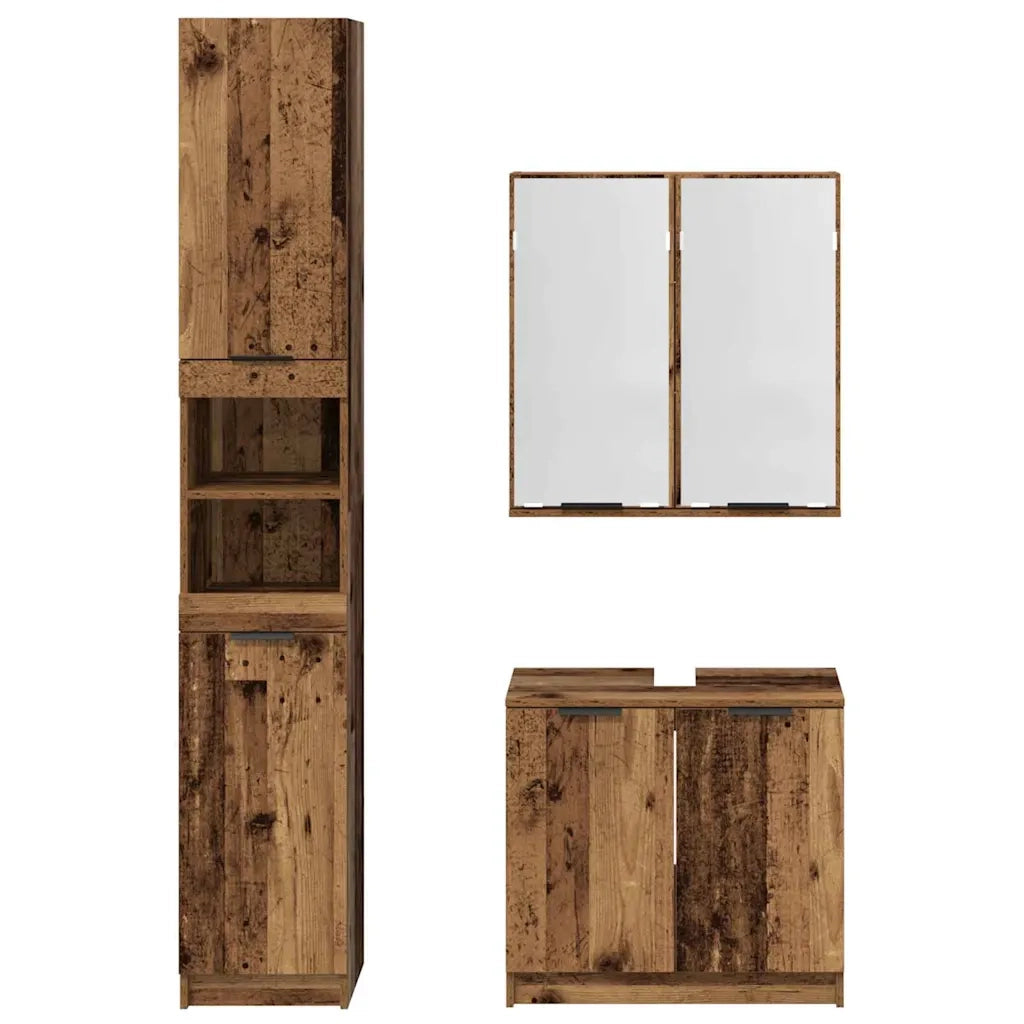 Set di Armadi da Bagno 3 pcs Legno vecchio Legno multistrato