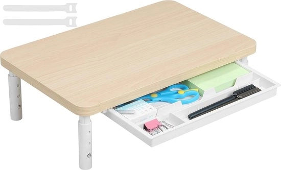 Monitorstandaard in altezza regolabile con cassetto di riposo - organizzatore per ufficio e casa - standard ergonomico per computer, stampante, laptop