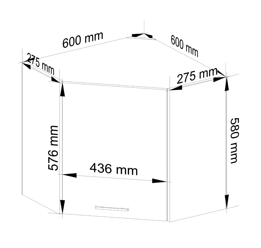 Mobile da cucina pensile ad angolo sistema AKORD OLIWIA Bianco 60 cm 1 anta inserto frontale Cemento 60x30x58 cm