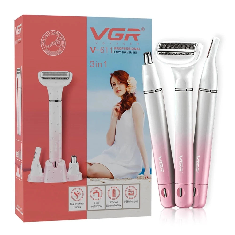 Trade Shop - Vgr V-611 Epilatore Donna Professionale Usb Pelle Liscia Accessori Precisi -
