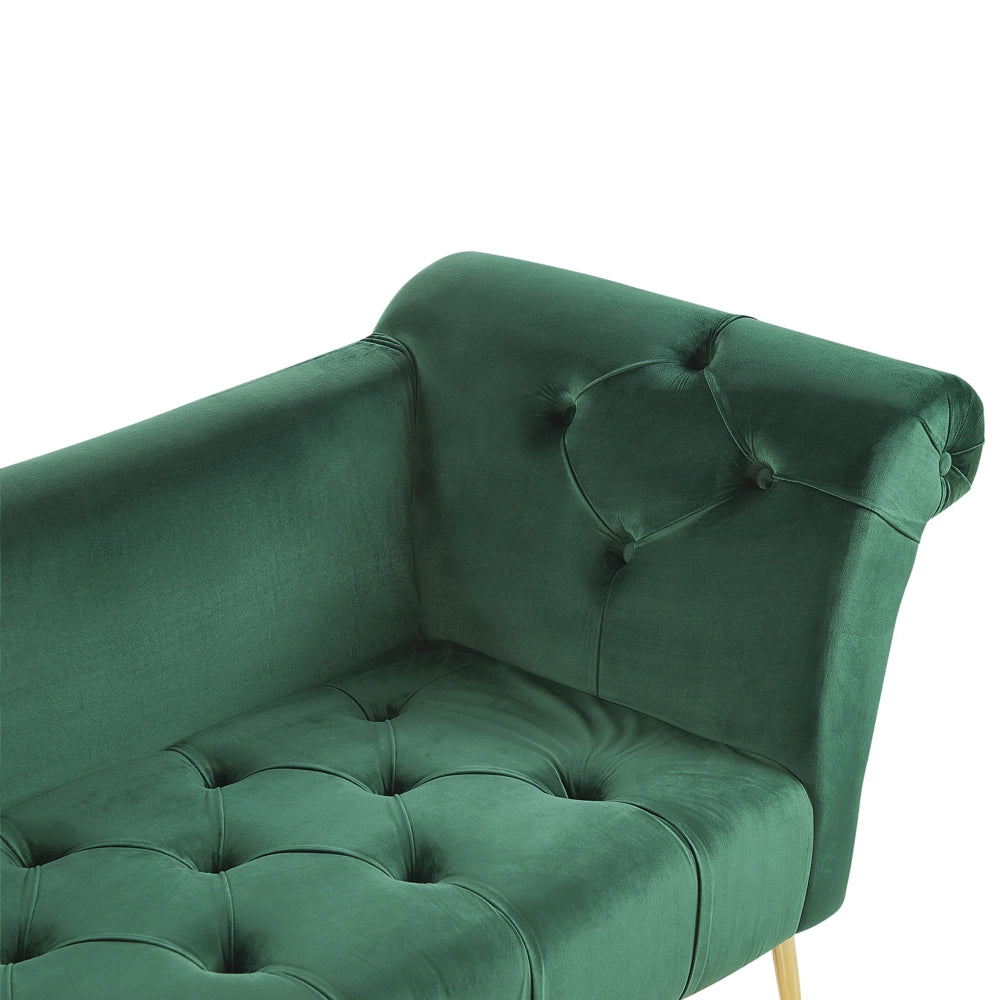 Chaise longue Verde Rivestimento in Tessuto Gambe in Legno Chiaro Stile Scandinavo