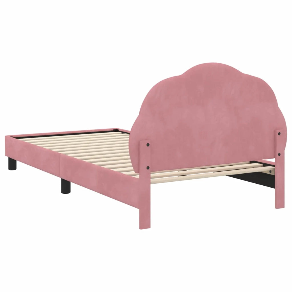 Struttura letto bambini con testata-Giroletto per bambini Rosa 90 x 190 cm Velluto 304698