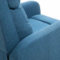 Poltrona Relax Reclinabile Manuale con Poggiapiedi Portata 125kg Tessuto di Lino 67 × 83 × 107cm Blu