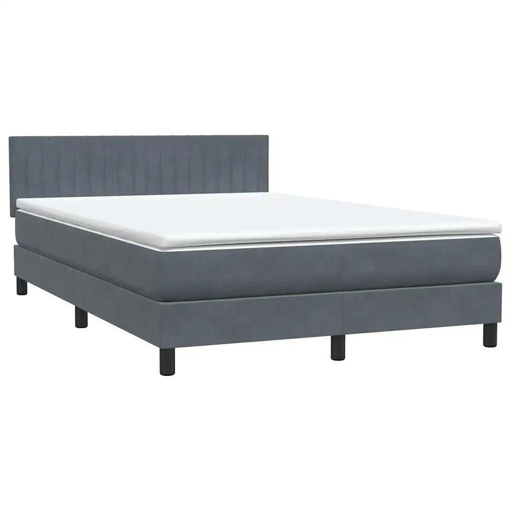 vidaXL Giroletto a Molle con Materasso Grigio Scuro 160x210 cm Velluto