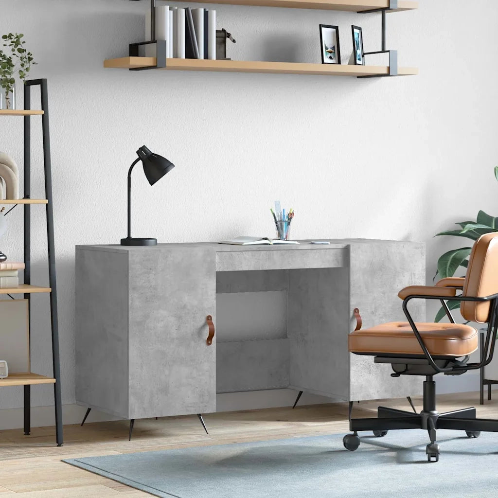 Scrivania | Tavolo da Ufficio Grigio Cemento 140x50x75 cm in Legno Multistrato