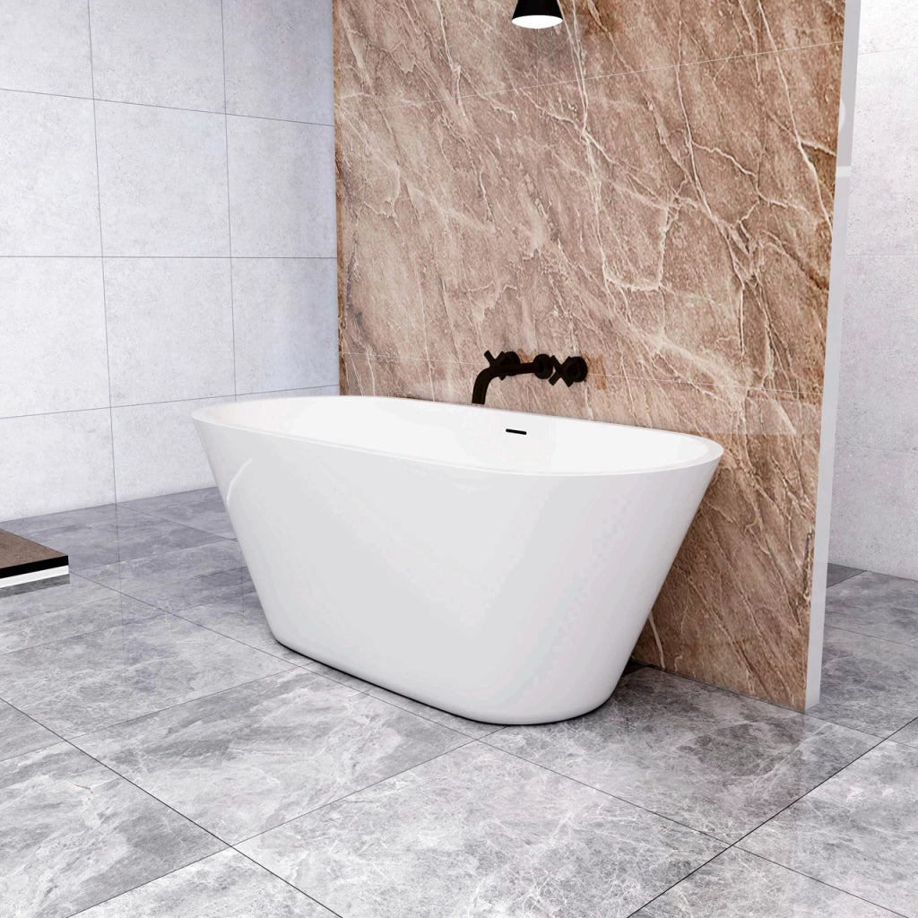 Vasca da Bagno a Isola 150x70x58 cm Vasca da Bagno Freestanding in Acrilico Bianco Ovale